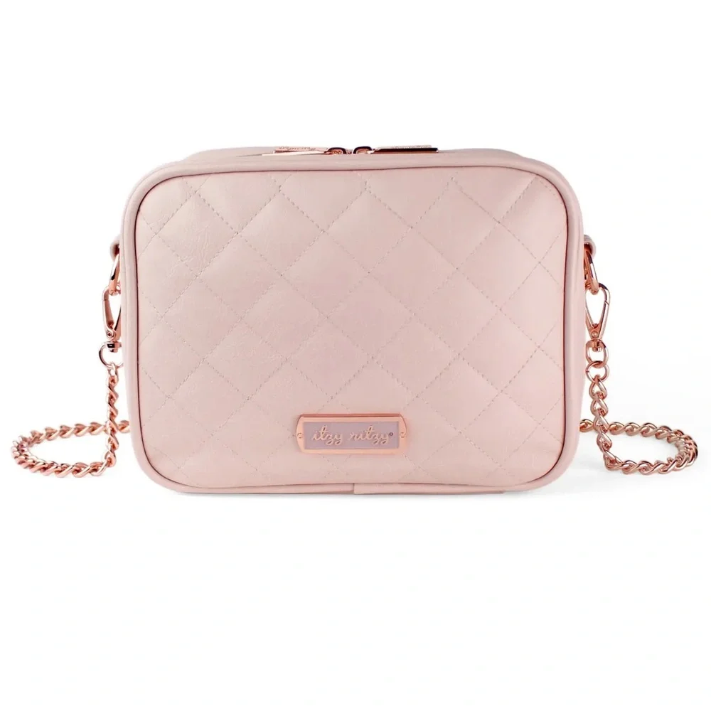 Itzy Ritzy Blush Pink Double Take Crossbody Diaper Bag Quilted Vegan Leather